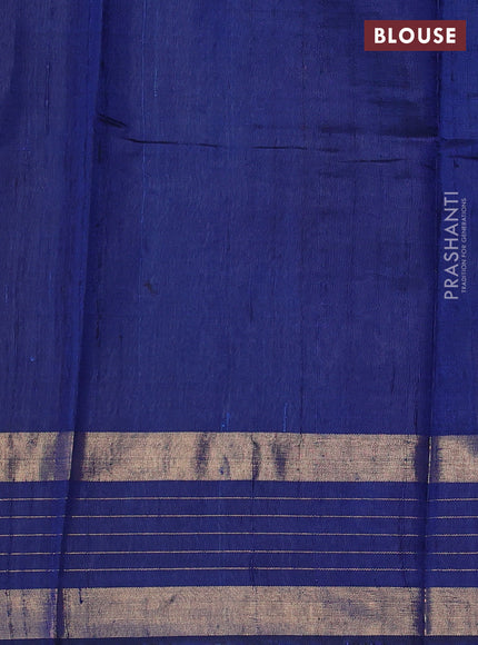 Pure dupion silk saree cs blue and navy blue with allover zari weaves and zari woven border
