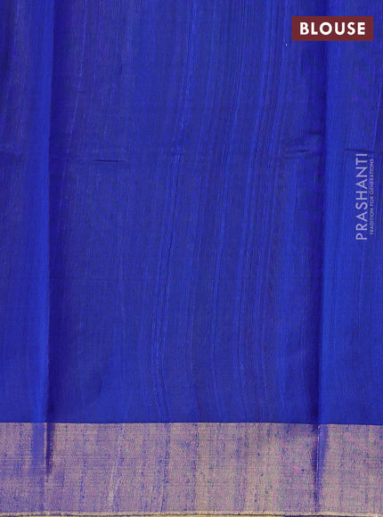 Pure dupion silk saree royal blue with thread woven buttas and zari woven muniya butta border