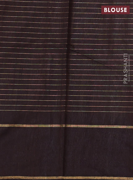 Pure dupion silk saree chiku and coffee brown with allover zari woven checked pattern and temple design rettapet zari woven border