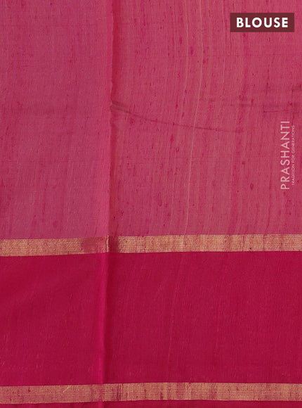 Pure dupion silk saree yellow and pink with thread woven buttas and long zari woven border