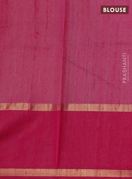 Pure dupion silk saree pastel green and pink with thread woven buttas and long zari woven border