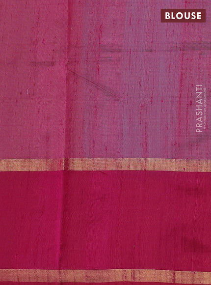 Pure dupion silk saree light blue and pink with thread woven buttas and long zari woven border
