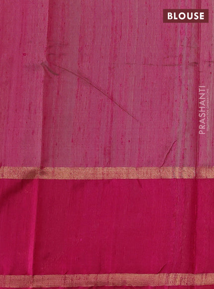 Pure dupion silk saree light green and pink with thread woven buttas and long zari woven border