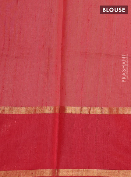 Pure dupion silk saree mustard yellow and red with thread woven buttas and long zari woven border