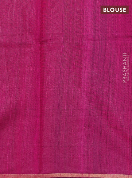 Pure dupion silk saree peacock green and pink with thread & zari woven buttas and temple design border