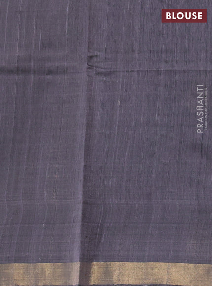 Pure dupion silk saree grey with thread & zari woven paisley buttas and zari woven border