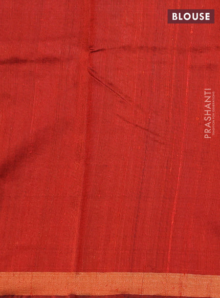 Pure dupion silk saree orange with thread & zari woven paisley buttas and zari woven border
