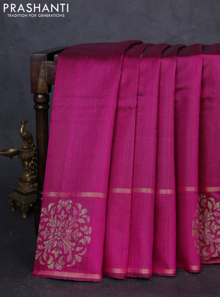 Pure dupion silk saree pink with thread & zari woven buttas and woven butta border