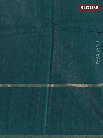 Pure dupion silk saree green with thread & zari woven buttas and woven butta border