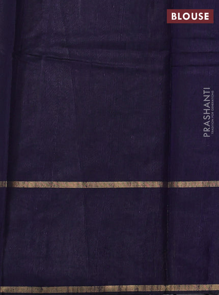 Pure dupion silk saree navy blue with thread & zari woven buttas and woven butta border