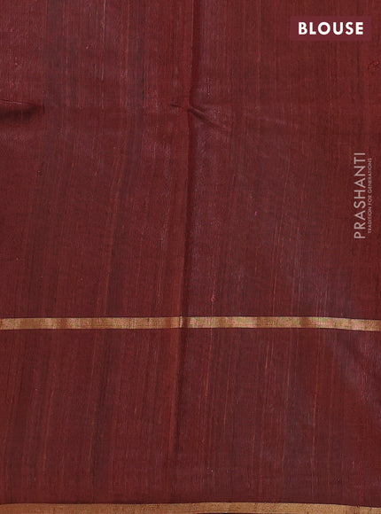 Pure dupion silk saree brown with thread & zari woven buttas and woven butta border