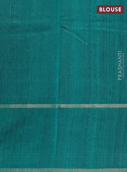 Pure dupion silk saree teal green with thread & zari woven buttas and woven butta border