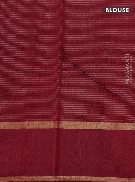 Pure dupion silk saree maroon with allover zari stripe pattern and rettapet zari woven butta border