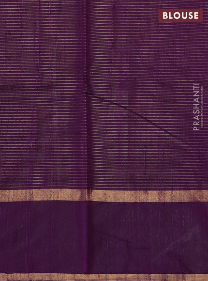 Pure dupion silk saree purple with allover zari stripe pattern and rettapet zari woven butta border