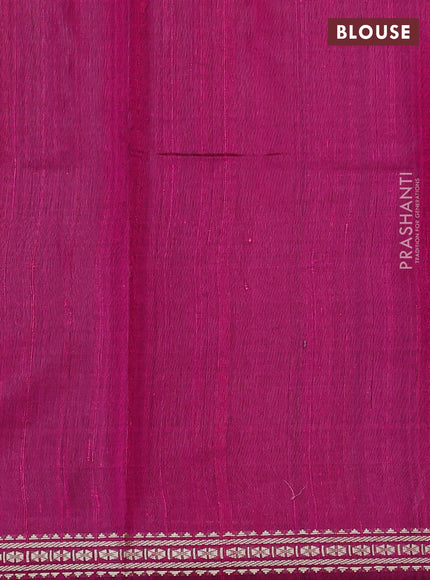Pure dupion silk saree teal green and pink with plain body and temple design vidarbha border