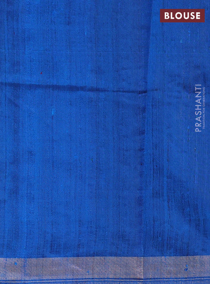 Pure dupion silk saree deep coffee brown and cs blue with plain body and temple design zari woven border