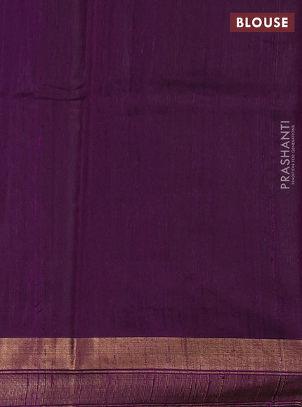 Pure dupion silk saree mild lavender and deep purple with plain body and temple design zari woven border