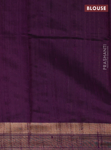 Pure dupion silk saree magenta pink and deep purple with plain body and temple design zari woven border