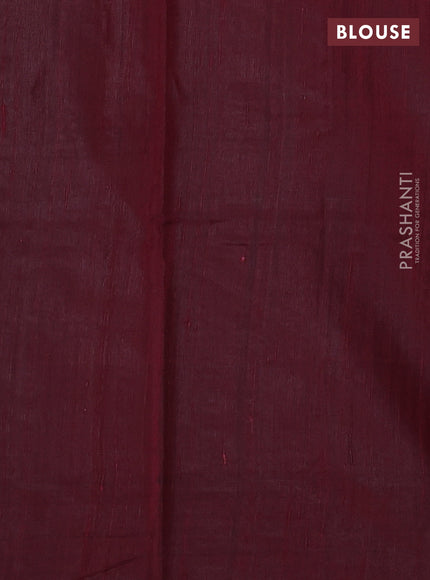 Pure dupion silk saree deep maroon with plain body and zari woven butta border