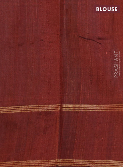 Pure dupion silk saree brown with allover zari woven floral butta weaves and rettapet zari woven border