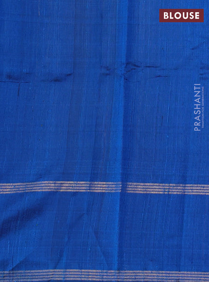 Pure dupion silk saree cs blue with allover zari woven floral butta weaves and rettapet zari woven border