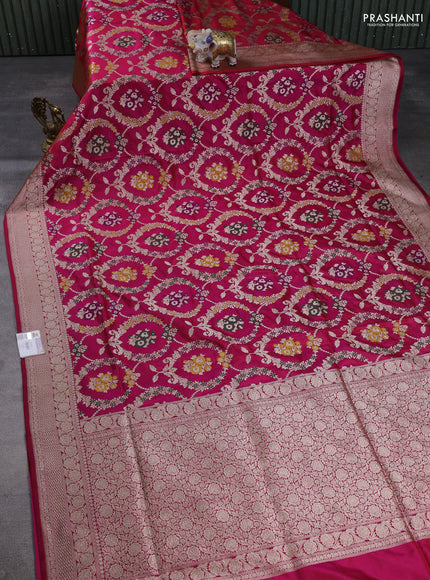 Banarasi uppada silk saree pink with allover thread & zari weaves and zari woven border