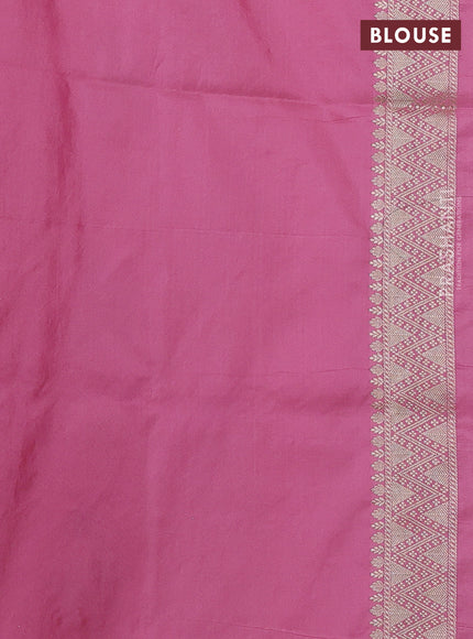Banarasi uppada silk saree peach pink with allover thread & zari weaves and zari woven border