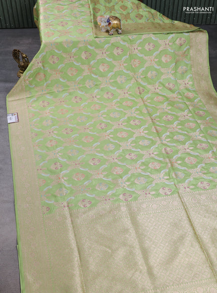Banarasi uppada silk saree light green with allover thread & zari weaves and zari woven border