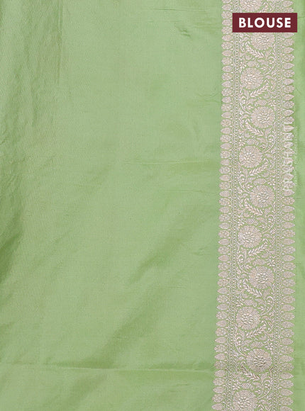 Banarasi uppada silk saree light green with allover thread & zari weaves and zari woven border