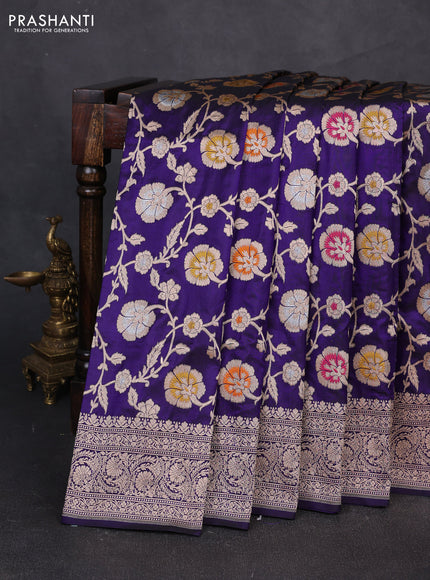 Banarasi uppada silk saree deep violet with allover thread & zari weaves and zari woven border