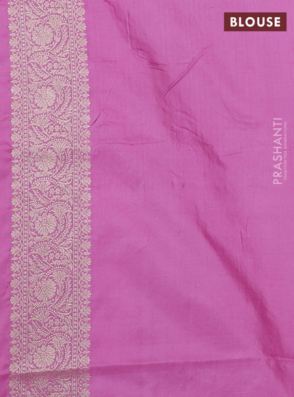 Banarasi uppada silk saree light pink with allover thread & zari weaves and zari woven border