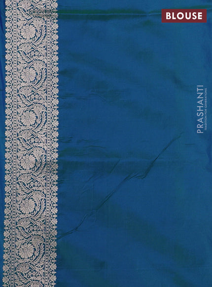 Banarasi uppada silk saree peacock green with allover thread & zari weaves and zari woven border