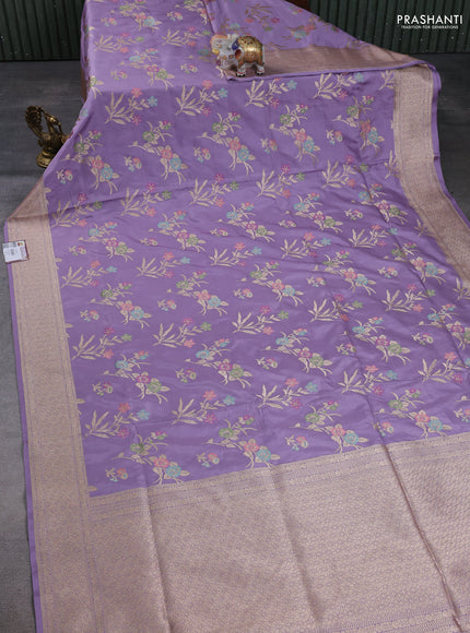 Banarasi uppada silk saree lavender with allover thread & zari woven buttas and zari woven border