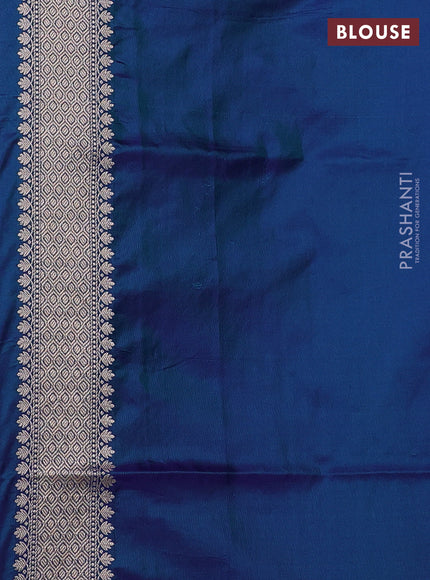 Banarasi uppada silk saree peacock blue with allover thread & zari woven buttas and zari woven border