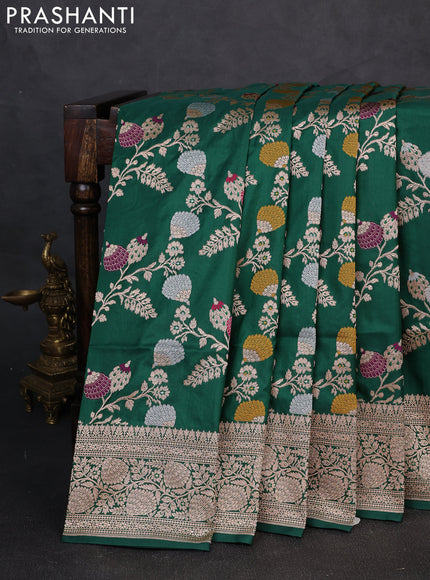 Banarasi uppada silk saree green with allover thread & zari weaves and zari woven border