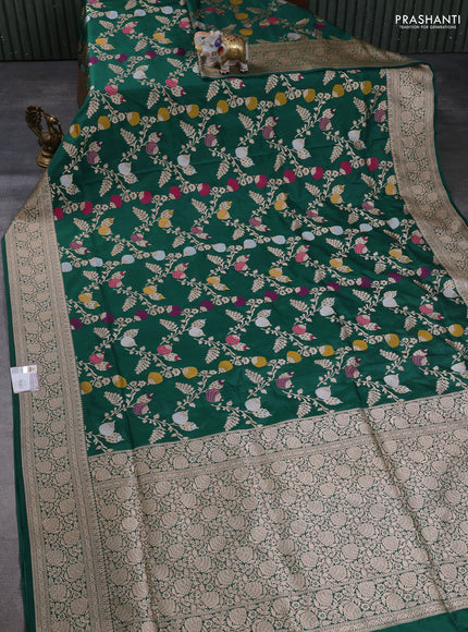 Banarasi uppada silk saree green with allover thread & zari weaves and zari woven border