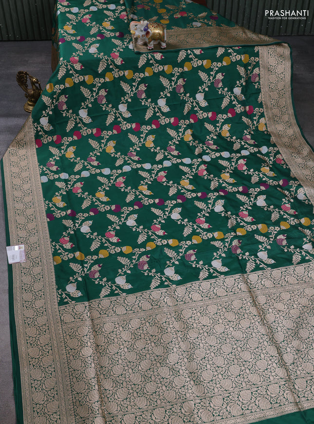 Banarasi uppada silk saree green with allover thread & zari weaves and zari woven border
