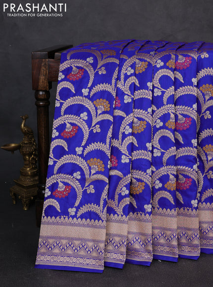 Banarasi uppada silk saree royal blue with allover thread & zari weaves and zari woven border