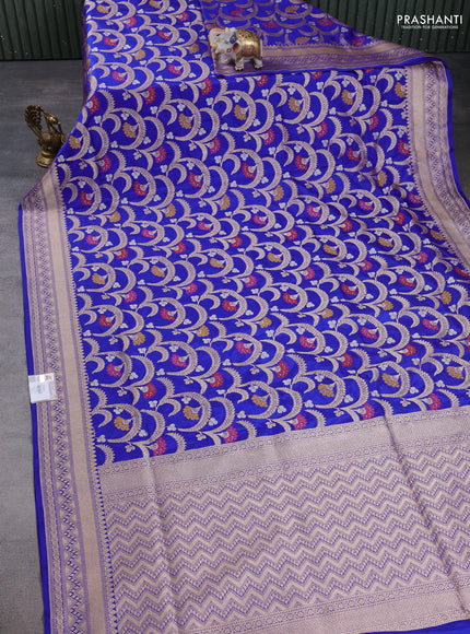 Banarasi uppada silk saree royal blue with allover thread & zari weaves and zari woven border