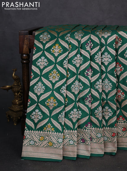 Banarasi uppada silk saree green with allover thread & zari weaves & buttas and zari woven border