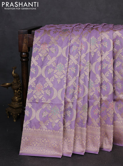 Banarasi uppada silk saree lavender with allover thread & zari weaves and zari woven border