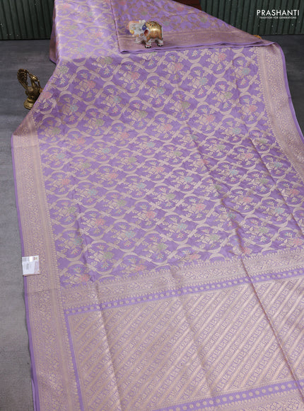 Banarasi uppada silk saree lavender with allover thread & zari weaves and zari woven border