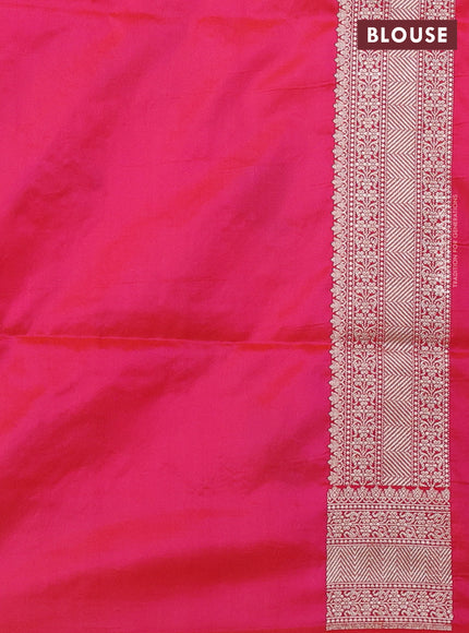 Banarasi uppada silk saree dual shade of pinkish orange with allover thread & zari weaves and zari woven border