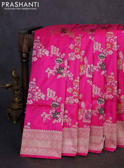 Banarasi uppada silk saree pink with allover thread & zari weaves and zari woven border