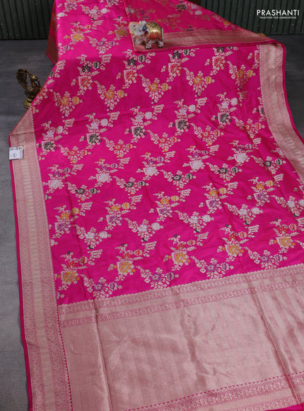 Banarasi uppada silk saree pink with allover thread & zari weaves and zari woven border