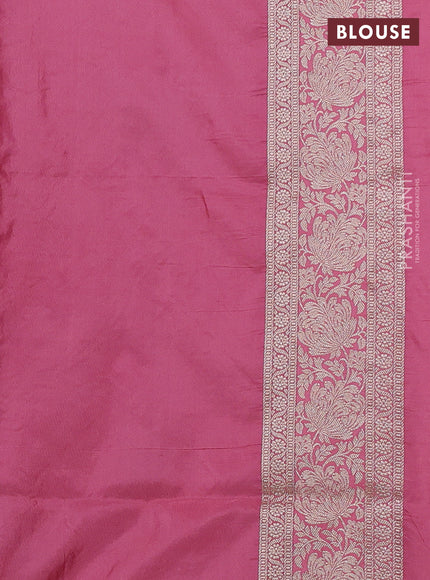 Banarasi uppada silk saree peach pink with allover thread & zari weaves and zari woven border