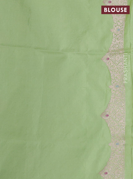 Banarasi uppada silk saree pista green with allover thread & zari woven buttas and zari woven border