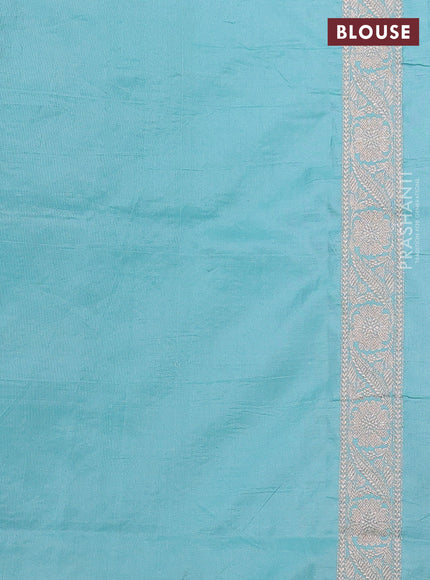 Banarasi uppada silk saree teal blue with allover thread & zari weaves and zari woven border