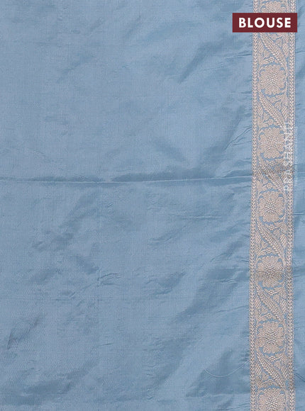 Banarasi uppada silk saree bluish grey with allover thread & zari weaves and zari woven border