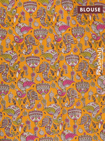 Chettinad cotton saree wine shade and mango yellow with plain body and thread woven border